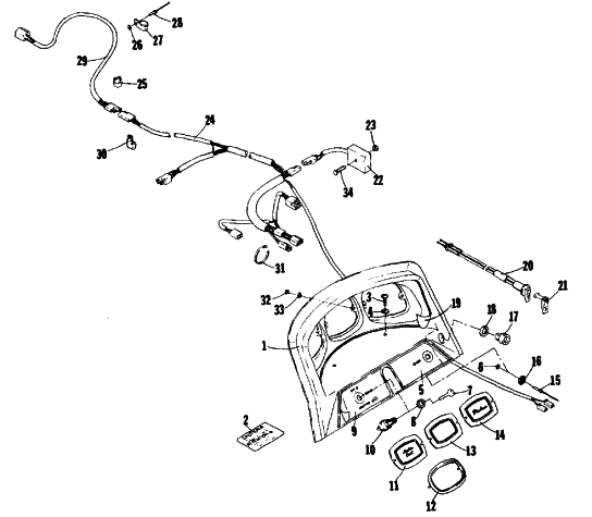 Parts Diagram for Arctic Cat 1978 PANTERA F/C SNOWMOBILE CONSOLE AND WIRING
