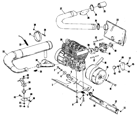 Parts Diagram for Arctic Cat 1978 PANTERA F/A SNOWMOBILE ENGINE AND RELATED PARTS