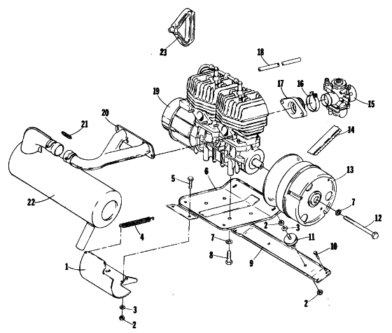 Parts Diagram for Arctic Cat 1979 LYNX TWIN SNOWMOBILE ENGINE AND RELATED PARTS