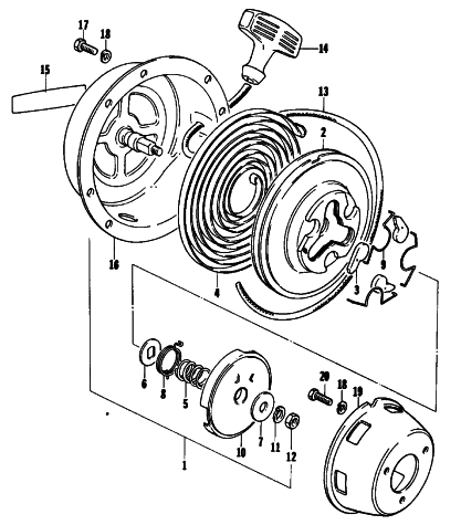 Parts Diagram for Arctic Cat 1980 LYNX SINGLE SNOWMOBILE RECOIL STARTER
