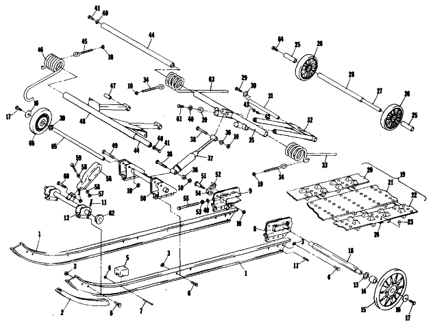 Parts Diagram for Arctic Cat 1979 LYNX SINGLE SNOWMOBILE UNDERCARRIAGE AND TRACK
