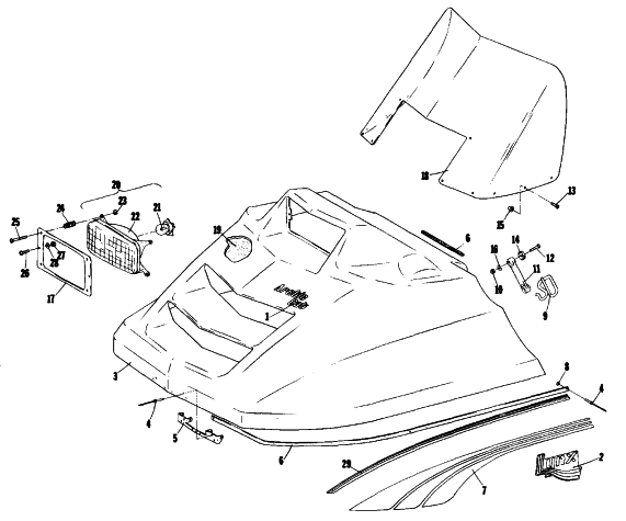 Parts Diagram for Arctic Cat 1979 LYNX TWIN SNOWMOBILE HOOD