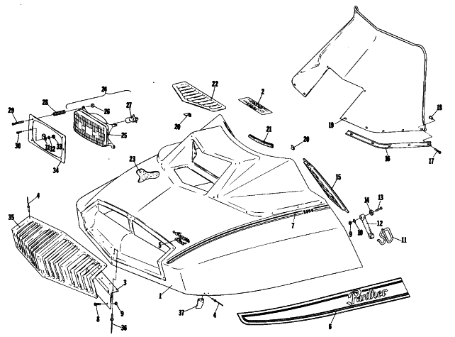 Parts Diagram for Arctic Cat 1979 PANTHER SNOWMOBILE HOOD