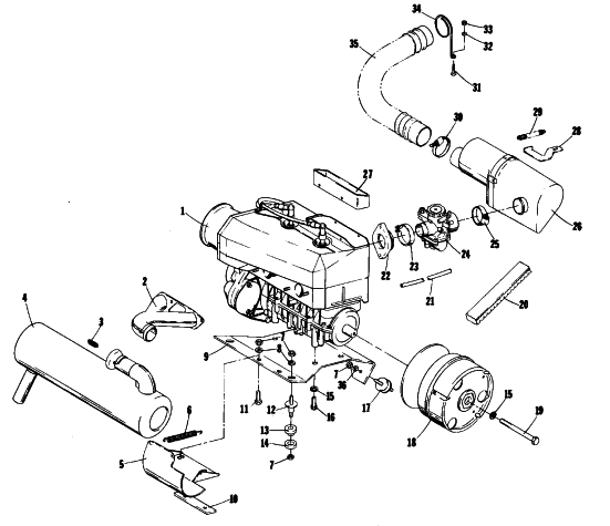 Parts Diagram for Arctic Cat 1979 PANTHER SNOWMOBILE ENGINE AND RELATED PARTS