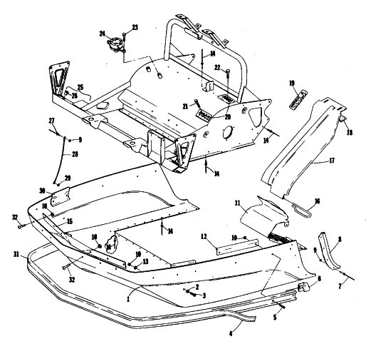 Parts Diagram for Arctic Cat 1979 PANTHER SNOWMOBILE BELLY PAN AND FRONT FRAME