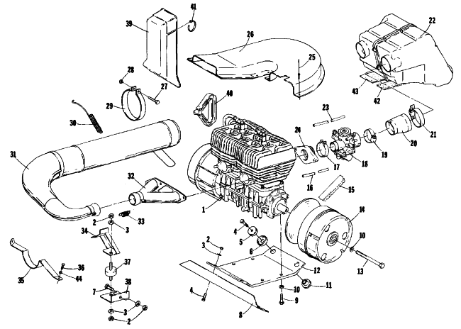 Parts Diagram for Arctic Cat 1979 EL TIGRE F/A SNOWMOBILE ENGINE AND RELATED PARTS