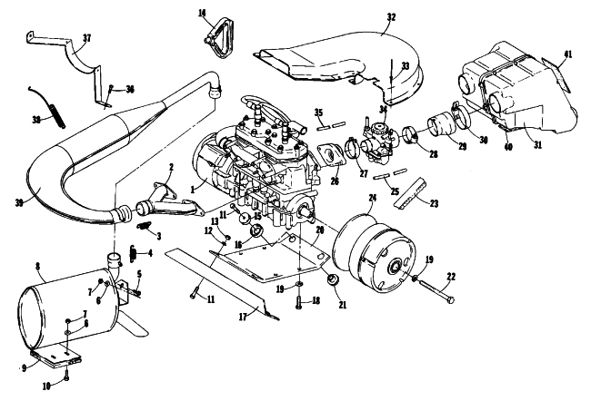 Parts Diagram for Arctic Cat 1979 EL TIGRE L/C SNOWMOBILE ENGINE AND RELATED PARTS