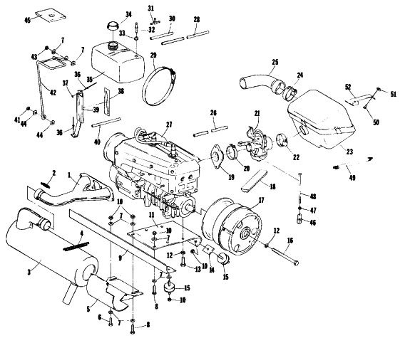 Parts Diagram for Arctic Cat 1979 JAG 3000 F/C SNOWMOBILE ENGINE AND RELATED PARTS
