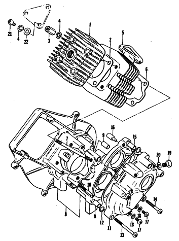 Parts Diagram for Arctic Cat 1979 KITTY CAT SNOWMOBILE CRANKCASE AND CYLINDER