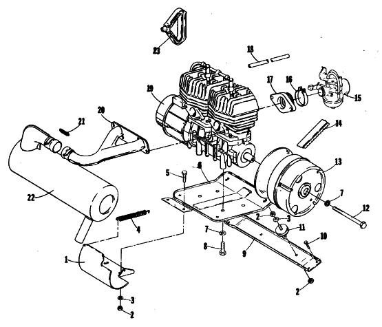 Parts Diagram for Arctic Cat 1980 LYNX TWIN SNOWMOBILE ENGINE AND RELATED PARTS