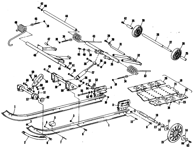 Parts Diagram for Arctic Cat 1980 LYNX TWIN SNOWMOBILE UNDERCARRIAGE AND TRACK