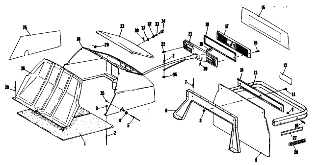 Parts Diagram for Arctic Cat 1980 TRAIL CAT 4000 SNOWMOBILE TAILLIGHT, TOOLBOX, REAR BUMPER