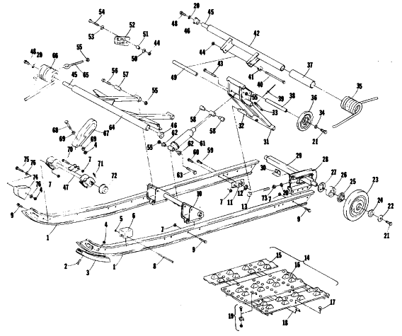 Parts Diagram for Arctic Cat 1980 JAG 3000 F/C SNOWMOBILE UNDERCARRIAGE AND TRACK