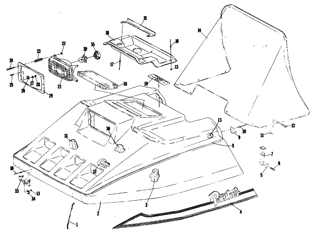 Parts Diagram for Arctic Cat 1980 PANTHER SNOWMOBILE HOOD