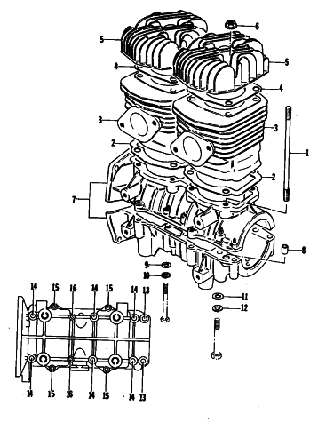 Parts Diagram for Arctic Cat 1980 PANTHER SNOWMOBILE CRANKCASE AND CYLINDER