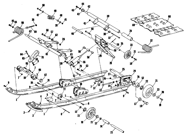 Parts Diagram for Arctic Cat 1980 PANTHER SNOWMOBILE UNDERCARRIAGE AND TRACK