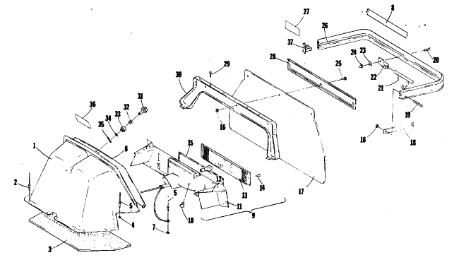 Parts Diagram for Arctic Cat 1980 PANTHER SNOWMOBILE TAILLIGHT, TOOLBOX, REAR BUMPER
