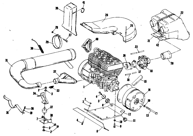 Parts Diagram for Arctic Cat 1980 EL TIGRE F/A SNOWMOBILE ENGINE AND RELATED PARTS