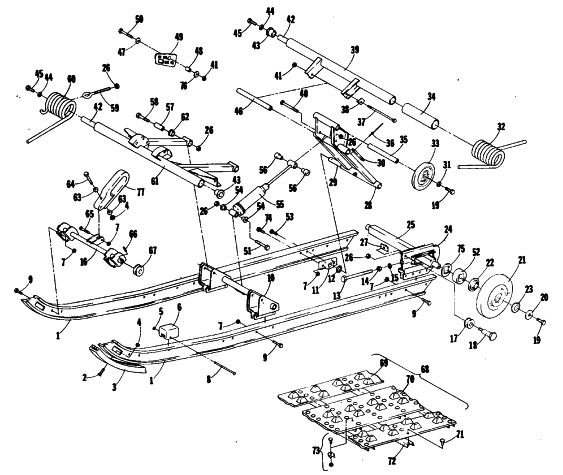 Parts Diagram for Arctic Cat 1980 EL TIGRE F/A SNOWMOBILE UNDERCARRIAGE AND TRACK