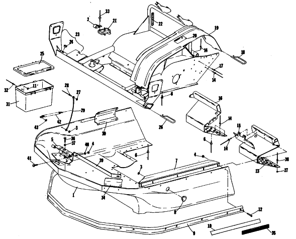 Parts Diagram for Arctic Cat 1981 JAG SNOWMOBILE BELLY PAN AND FRONT FRAME