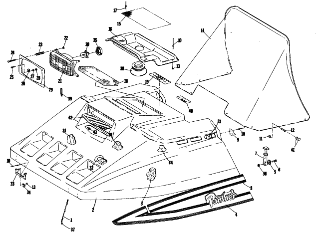 Parts Diagram for Arctic Cat 1981 PANTHER WEST SNOWMOBILE HOOD