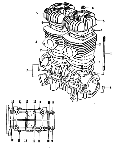 Parts Diagram for Arctic Cat 1981 PANTHER SNOWMOBILE CRANKCASE AND CYLINDER