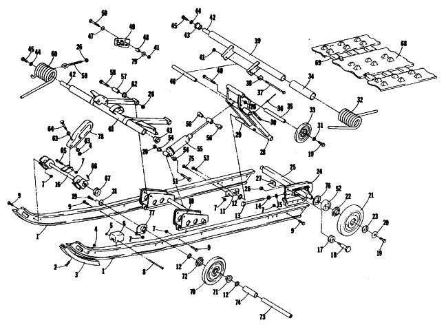 Parts Diagram for Arctic Cat 1981 PANTHER SNOWMOBILE UNDERCARRIAGE AND TRACK