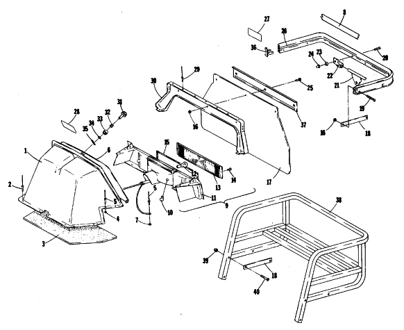 Parts Diagram for Arctic Cat 1981 PANTHER SNOWMOBILE TAILLIGHT, TOOLBOX, REAR BUMPER