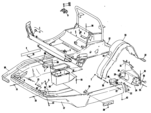 Parts Diagram for Arctic Cat 1981 PANTHER WEST SNOWMOBILE BELLY PAN AND FRONT FRAME