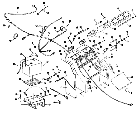 Parts Diagram for Arctic Cat 1981 PANTERA SNOWMOBILE CONSOLE AND WIRING