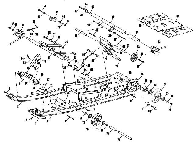 Parts Diagram for Arctic Cat 1981 PANTERA ES SNOWMOBILE UNDERCARRIAGE AND TRACK
