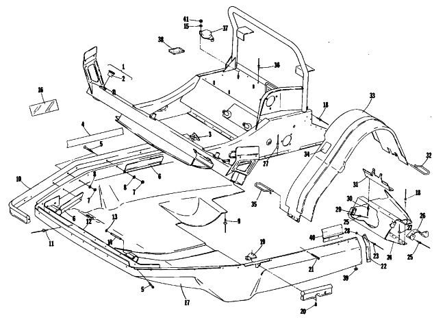 Parts Diagram for Arctic Cat 1981 PANTERA SNOWMOBILE BELLY PAN AND FRONT FRAME