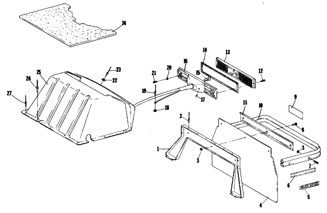Parts Diagram for Arctic Cat 1981 TRAIL CAT SNOWMOBILE TAILLIGHT, TOOLBOX, REAR BUMPER