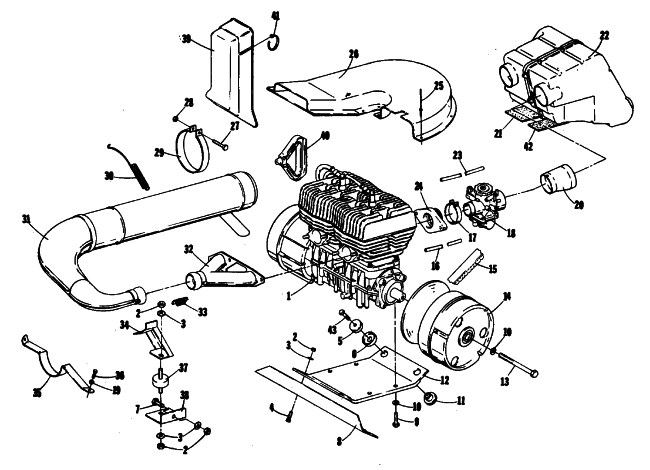 Parts Diagram for Arctic Cat 1981 EL TIGRE F/C SNOWMOBILE ENGINE AND RELATED PARTS