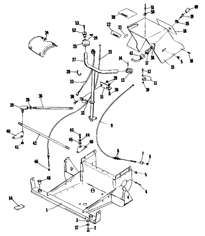 Parts Diagram for Arctic Cat 1981 KITTY CAT SNOWMOBILE STEERING, FRONT FRAME, AND CONSOLE