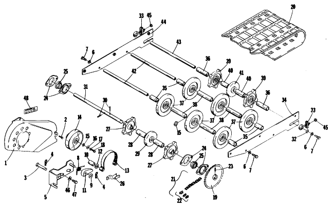Parts Diagram for Arctic Cat 1981 KITTY CAT SNOWMOBILE DRIVE, UNDERCARRIAGE AND TRACK