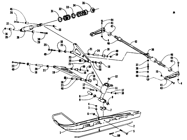 Parts Diagram for Arctic Cat 1988 CHEETAH (500 F/C) SNOWMOBILE SKI & FRONT SUSPENSION