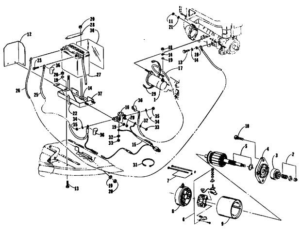 Parts Diagram for Arctic Cat 1989 CHEETAH TOURING SNOWMOBILE ELECTRIC START ASSEMBLY