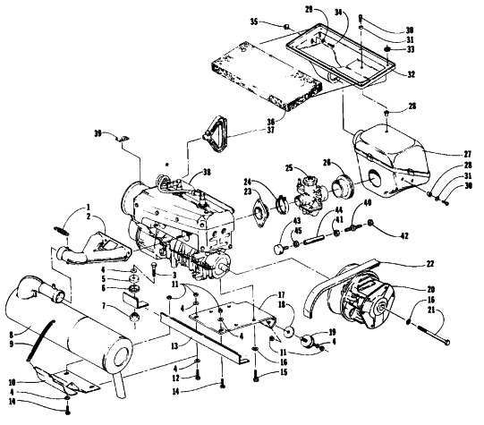 Parts Diagram for Arctic Cat 1990 JAG MOUNTAIN CAT SNOWMOBILE ENGINE AND RELATED PARTS