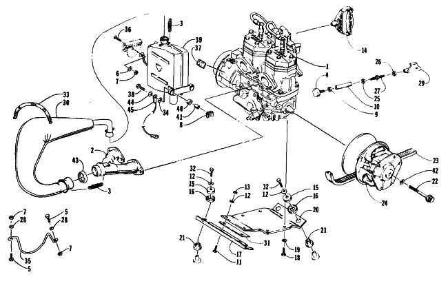 Parts Diagram for Arctic Cat 1991 COUGAR SNOWMOBILE ENGINE AND RELATED PARTS