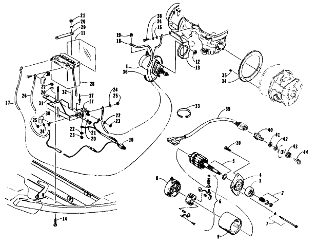 Parts Diagram for Arctic Cat 1991 CHEETAH TOURING SNOWMOBILE ELECTRIC START ASSEMBLY
