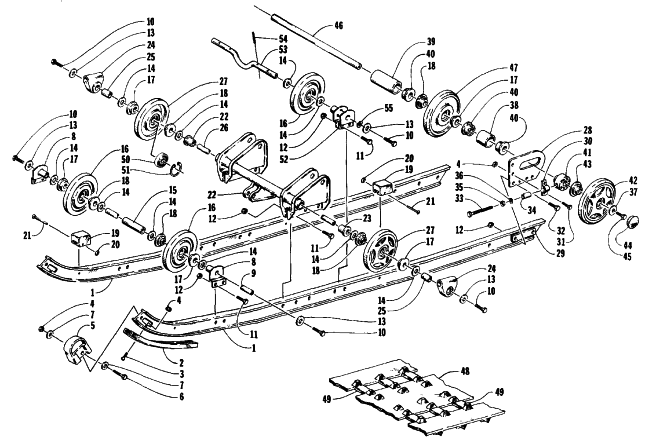Parts Diagram for Arctic Cat 1991 PROWLER SNOWMOBILE SLIDE RAIL AND TRACK ASSEMBLY