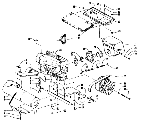 Parts Diagram for Arctic Cat 1991 JAG MOUNTAIN CAT SNOWMOBILE ENGINE AND RELATED PARTS