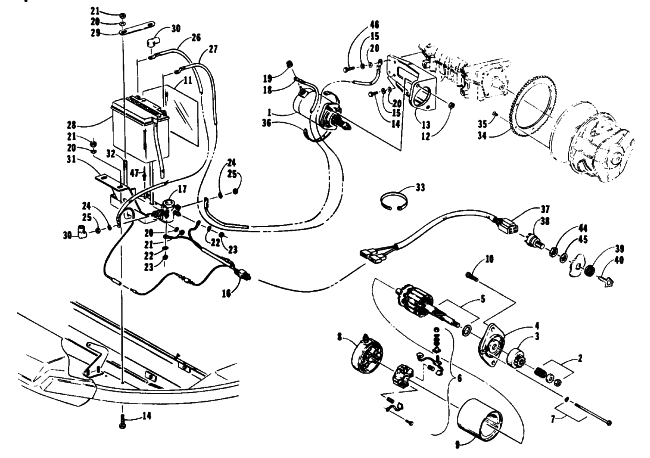 Parts Diagram for Arctic Cat 1991 JAG AFS SNOWMOBILE ELECTRIC START ASSEMBLY