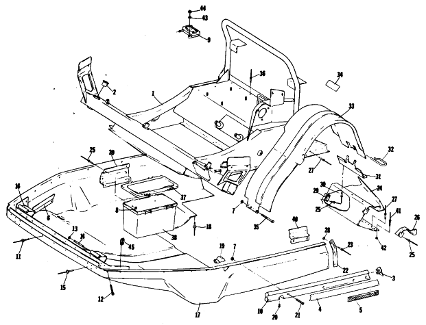 Parts Diagram for Arctic Cat 1984 PANTHER SNOWMOBILE BELLY PAN, FRONT FRAME