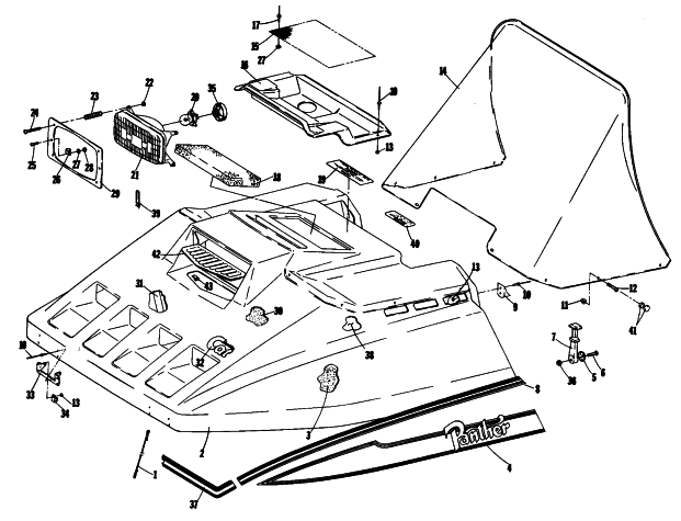 Parts Diagram for Arctic Cat 1984 PANTHER SNOWMOBILE HOOD