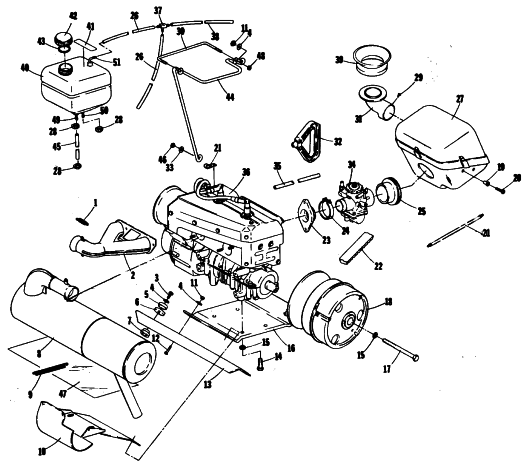 Parts Diagram for Arctic Cat 1984 PANTHER SNOWMOBILE ENGINE AND RELATED PARTS