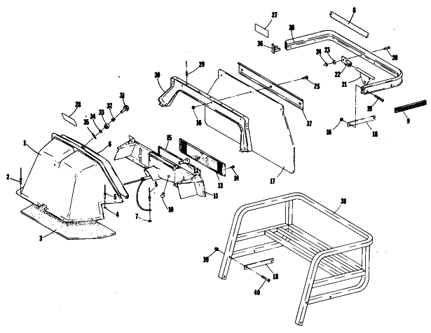 Parts Diagram for Arctic Cat 1985 PANTHER SNOWMOBILE TAILLIGHT, TOOLBOX, REAR BUMPER