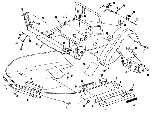 Parts Diagram for Arctic Cat 1984 EL TIGRE 6000 SNOWMOBILE BELLY PAN, FRONT FRAME