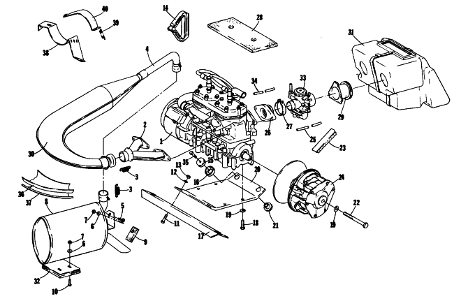Parts Diagram for Arctic Cat 1984 EL TIGRE 6000 SNOWMOBILE ENGINE AND RELATED PARTS